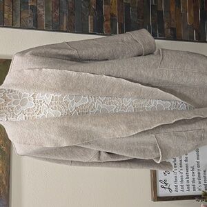 Eileen Fisher Funnel Neck Boiled Wool Cardigan Sz XL Maple Oat